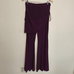 y2k Sharif Designs Skirted Flare Pants sz M/L Dark Purple Festival Fairy Grunge